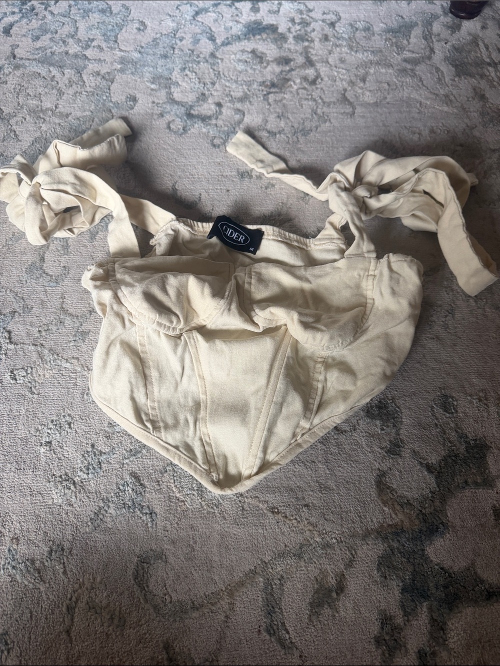Cider Cream Tie-Shoulder Bustier Crop Top